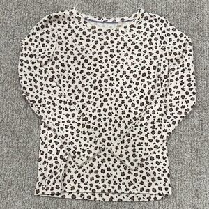 Mini Boden Cream and Brown Patterned Long Sleeve Tee
